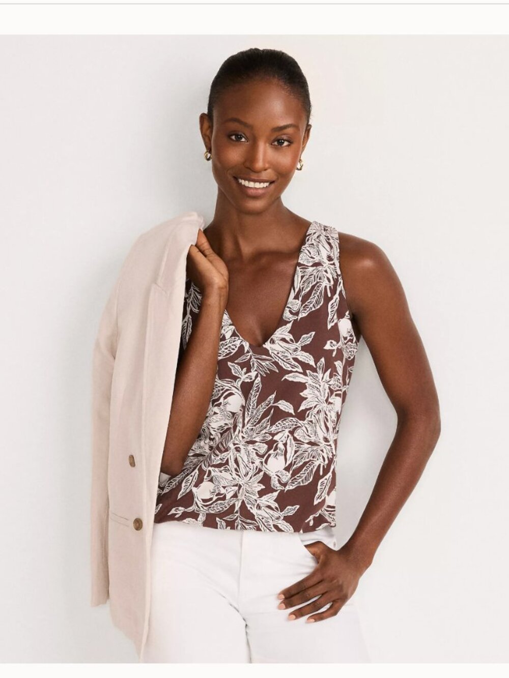 NWT Lands End Women's Lightweight Jersey Blouson V-neck Tank